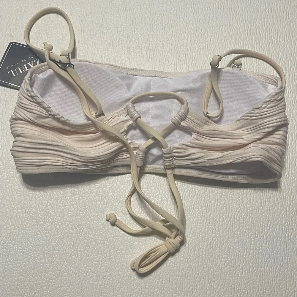 Zaful Cream Bandeau Bikini Top Size Small NWT - Picture 3 of 7